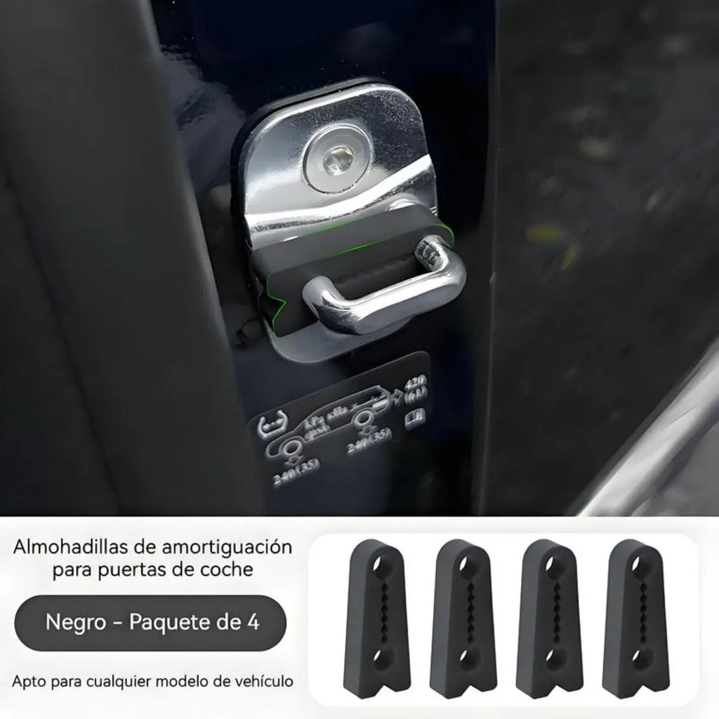 Almohadilla de silicona antiruido para puertas protectoras de auto. Pack de 4 unidades color Negro